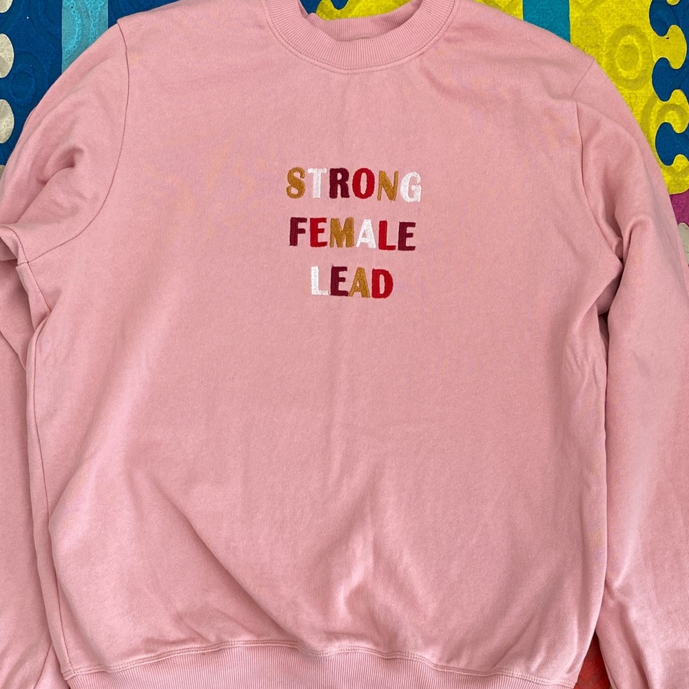 ban.do Pink Crew Neck Sweater with Empowering Message